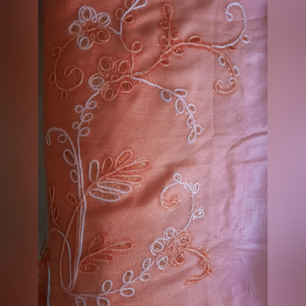 Pashmina Cashmere Scarf ๐ Peach-Orange Ombre - Picture 12 of 15